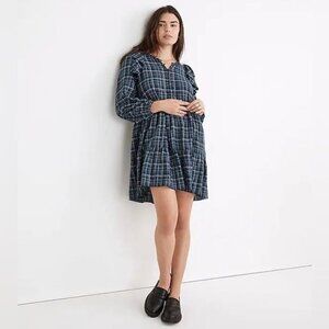 MADEWELL Gauze‎ Ruffle-Trimmed Mini Dress in Deep Indigo Size S